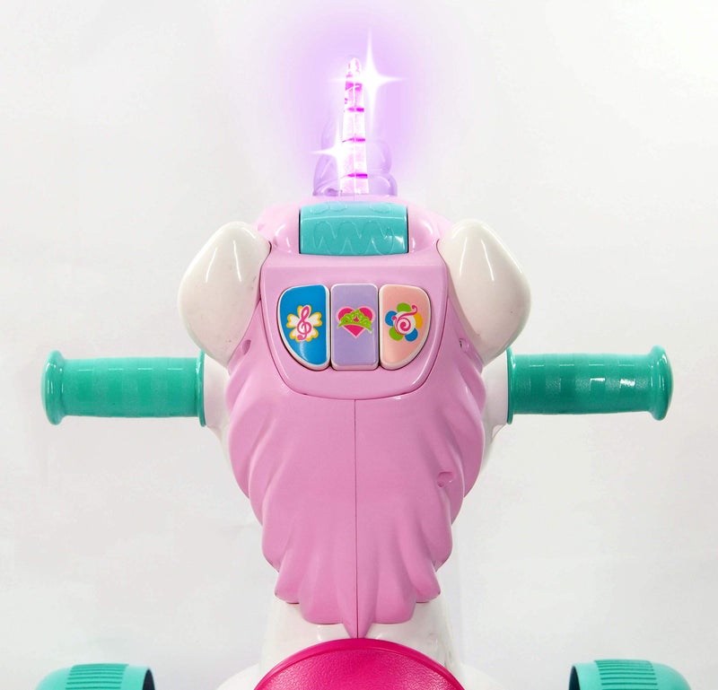 Kiddieland Unicorn Ride-On with Lights & Sounds for Toddlers, Musical Push Toy with Flashing Lights, Durable Safe Construction, Ages 1-3 - Image 3